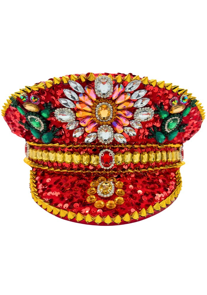 Oeteldonk cap rood strass voorkant