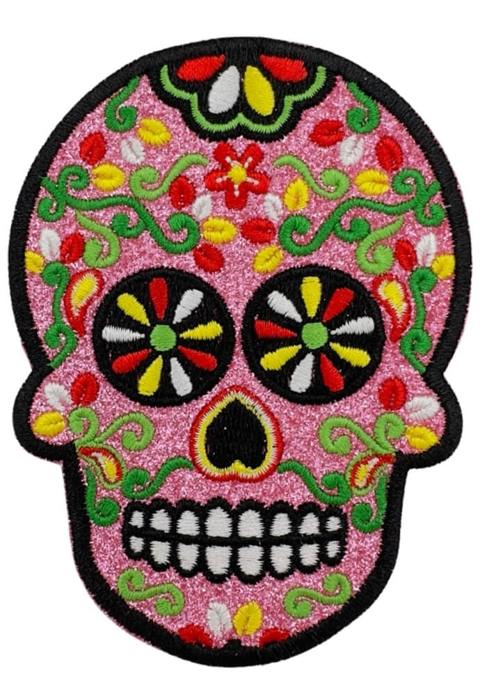 Mexicaanse Schedel Roze Glitter - Oeteldonk Embleem - Festivales