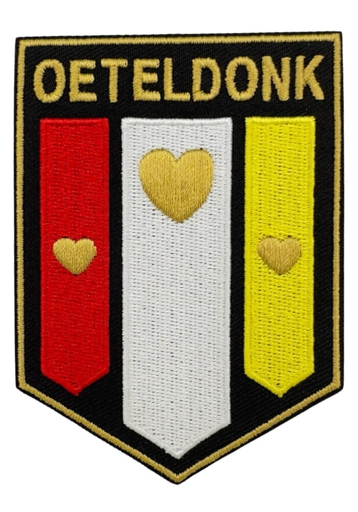 Schild met hartjes in rood wit geel - Oeteldonk Embleem - Festivales