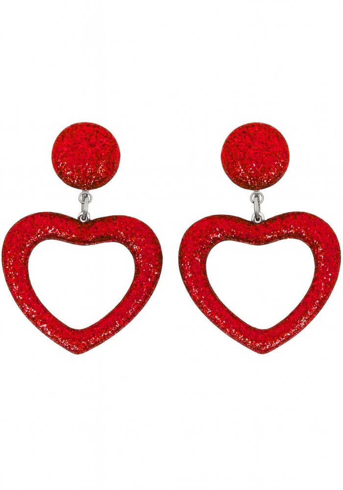 Oorbellen Hartje Glitter Rood - Festivales