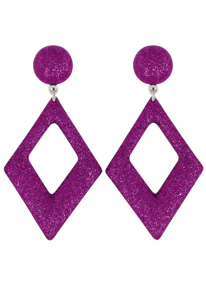 Oorbellen Glitter Ruit Paars - Festivales