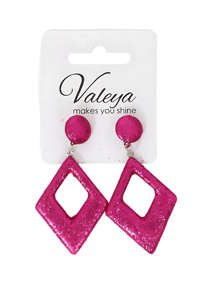 Oorbellen Glitter Ruit Roze - Festivales