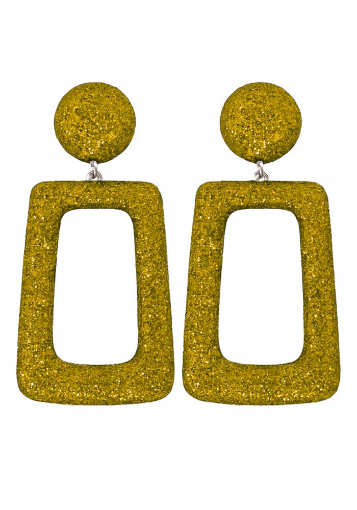 Oorbellen Glitter Vierkant Goud - Festivales