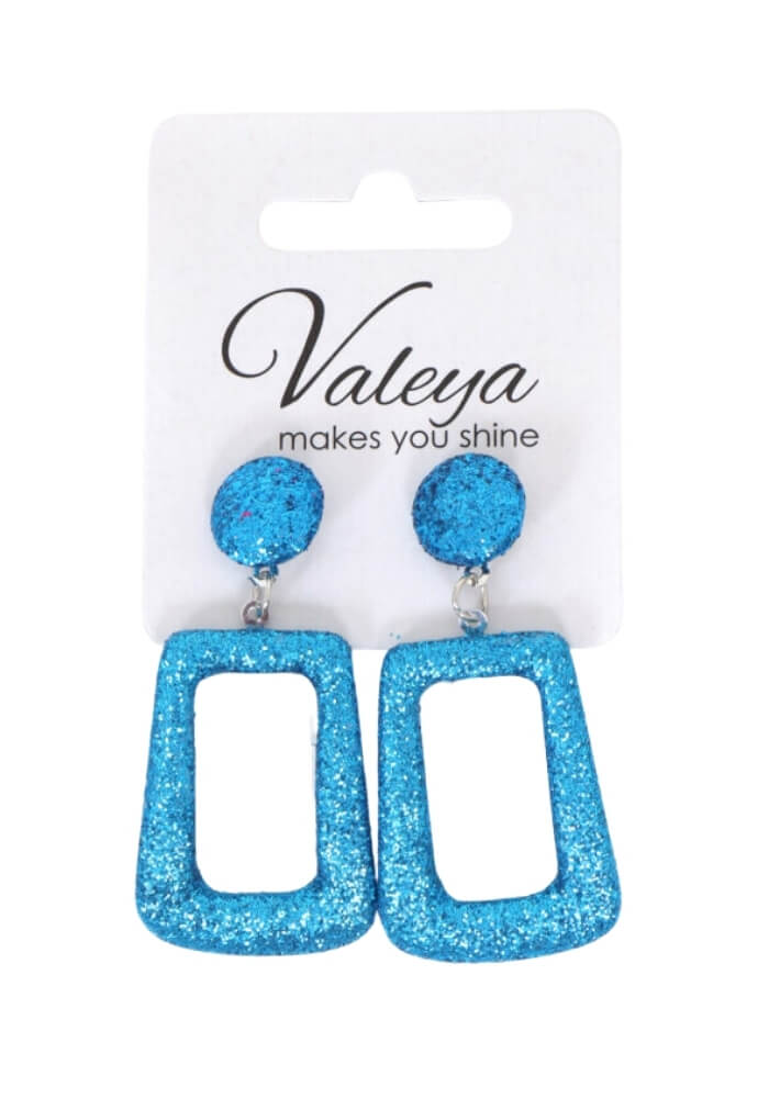 Oorbellen Glitter Vierkant Turquoise - Festivales