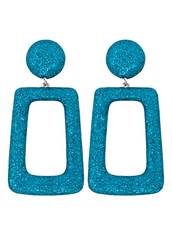 Oorbellen Glitter Vierkant Turquoise - Festivales