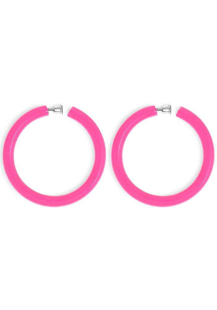 Ronde Oorbellen Dun Neon Roze - Festivales
