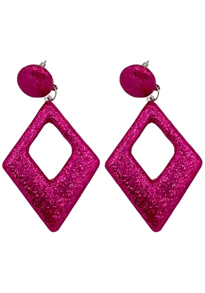 Oorbellen Glitter Ruit Roze - Festivales