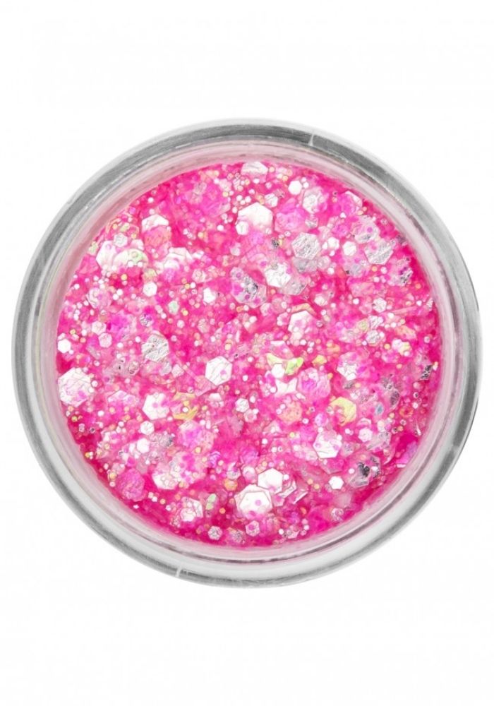 PXP Pressed Chunky Glitter Cream Neon Pink Candy 10ml - Festivales