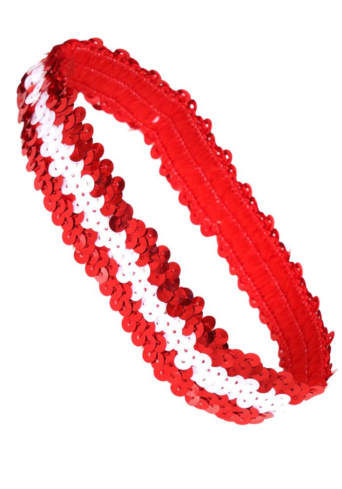 Haarband Pailletten Rood-Wit-Rood