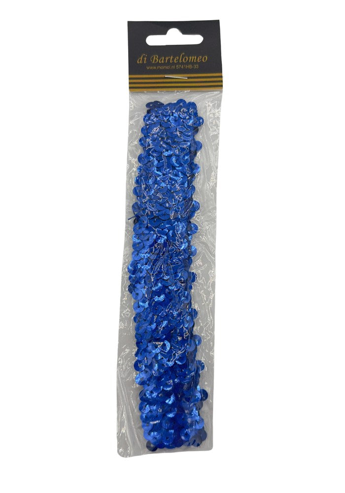 Pailletten hoofdband in de kleur blauw verpakking