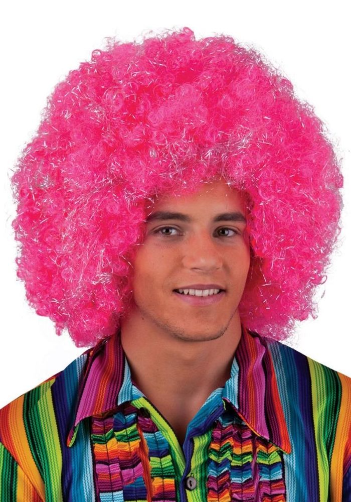 Pruik Afro Roze Zilver - Festivales