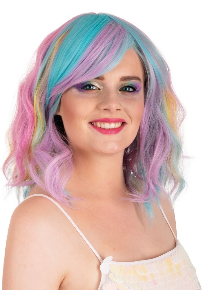 Pruik Alicia Half Lang Wave Pastel - Festivales