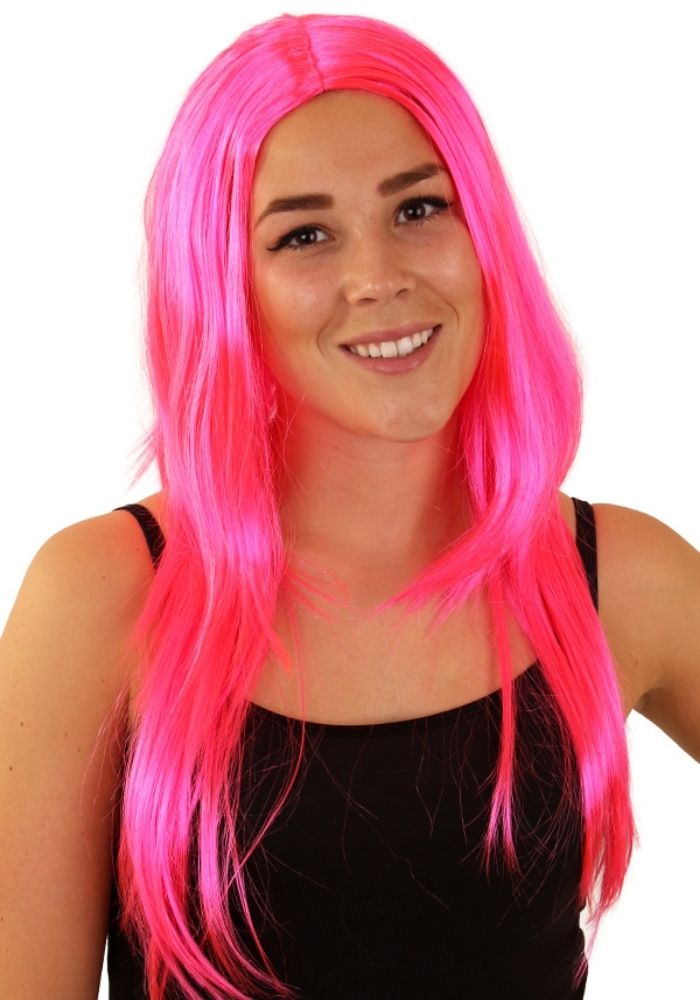 Pruik Niki Lang Haar Roze