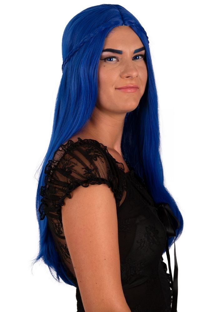 Pruik Eowyn Blauw Met Lang Haar een Vlecht - Festivales