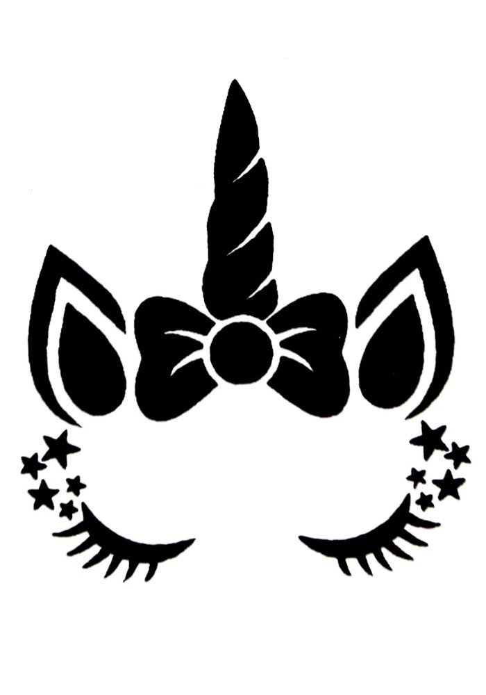 Quick Tattoo Glittersjabloon Eenhoorn met Strik - Festivales