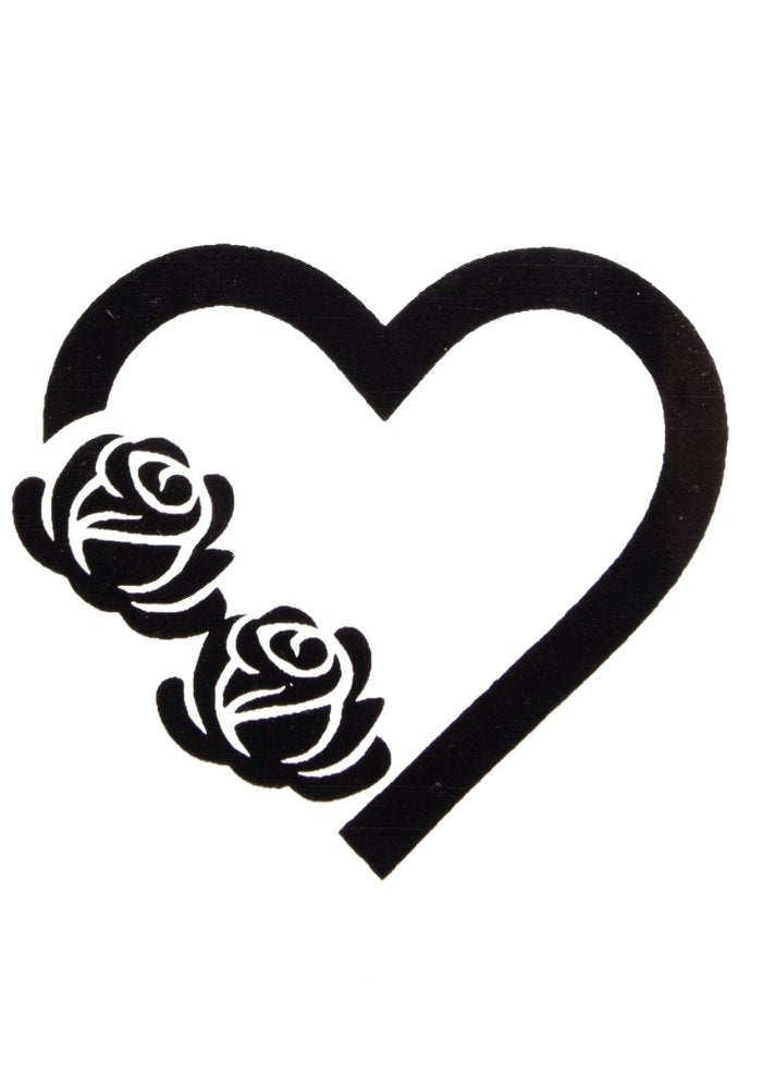 Quick Tattoo Glittersjabloon Hartje met 2 Rozen - Festivales