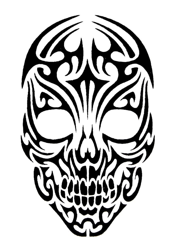 Quick Tattoo Glittersjabloon Tribal Doodshoofd - Festivales