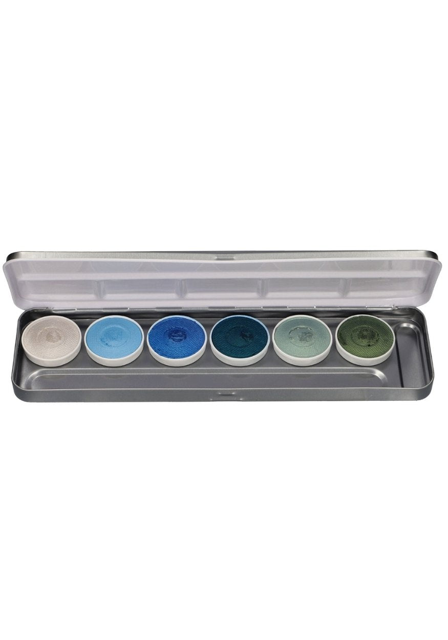 Aqua Face- and Bodypaint palette Blue Lagoon 6 colours - Festivales