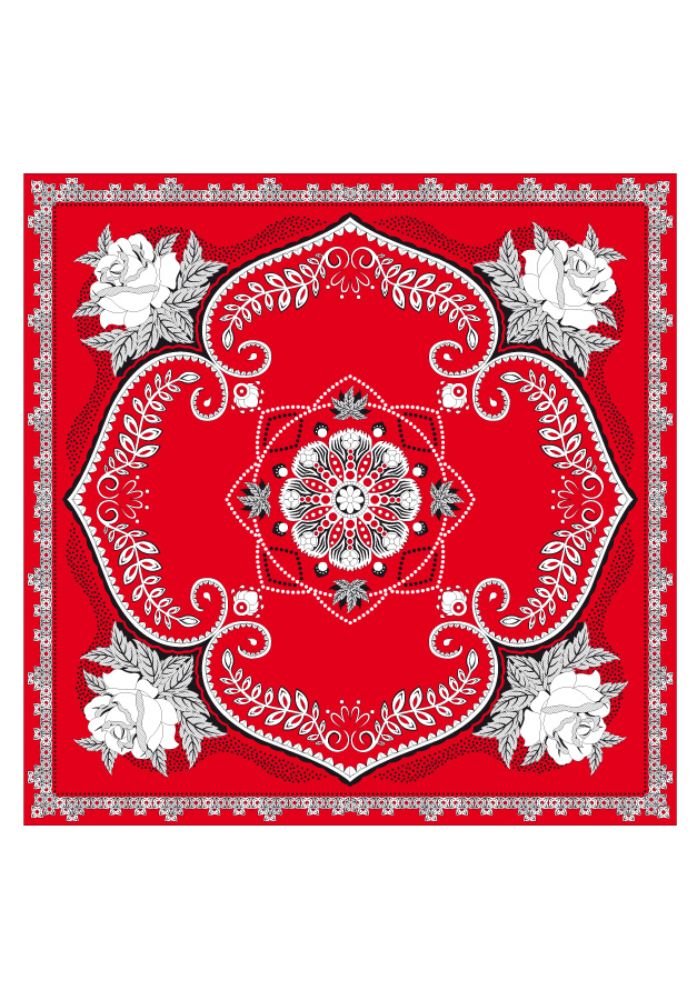 Zakdoek Rood Met Bloemen Motief - Festivales